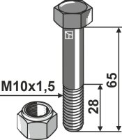 Schraube mit Sicherungsmutter M10x15 10.9 Passend...