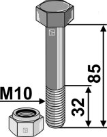 Schraube mit Sicherungsmutter M10x15 10.9 Passend...