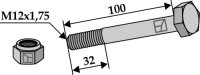 Schraube mit Sicherungsmutter M12x175 8.8 Passend...
