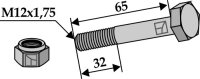 Schraube mit Sicherungsmutter M12x175 12.9 Passend...