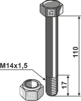 Schraube mit Sicherungsmutter M14x15 10.9 Passend...