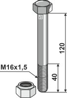 Schraube mit Sicherungsmutter M16x15 10.9 Passend...