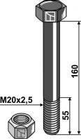 Schraube mit Sicherungsmutter M20 x 25 10.9