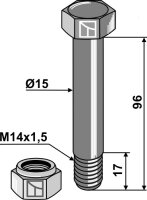 Schraube mit Sicherungsmutter M14x15 10.9 Passend...