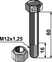 Schraube mit Sicherungsmutter M12x125 10.9 Passend...