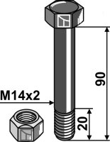 Schraube mit Sicherungsmutter M14x2 12.9 Passend für...