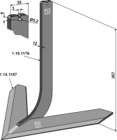 Stiel mit Schar 550mm Passend für Steketee 405655...