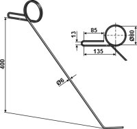 Torsionstriegelzinken rechts