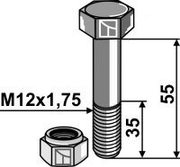Schraube mit Sicherungsmutter M12 8.8
