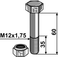 Schraube mit Sicherungsmutter M12 8.8