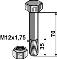 Schraube mit Sicherungsmutter M12 8.8