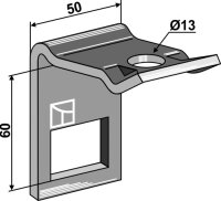 Halter für Zinken 32 x 10 mit Verstärkungsfeder...