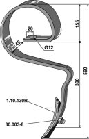 Schnellflußzinken mit Schar Passend für Rau 12144