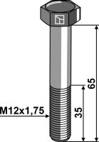 Sechskantschraube M12x175x65 ohne Mutter