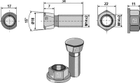 Scharschraube M14x2x34 mit Bundmutter Passend für...
