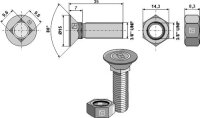 Pflugschraube 3/8 UNF x 35 und Sechskantmutter
