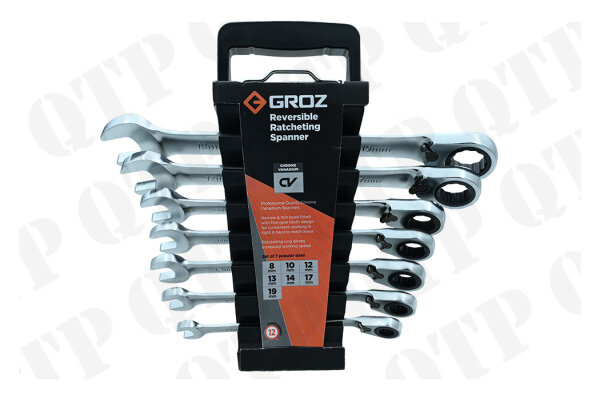 Umschaltbares Ratschen-Ringschlüssel-Set 7-teilig 8–19 mm
