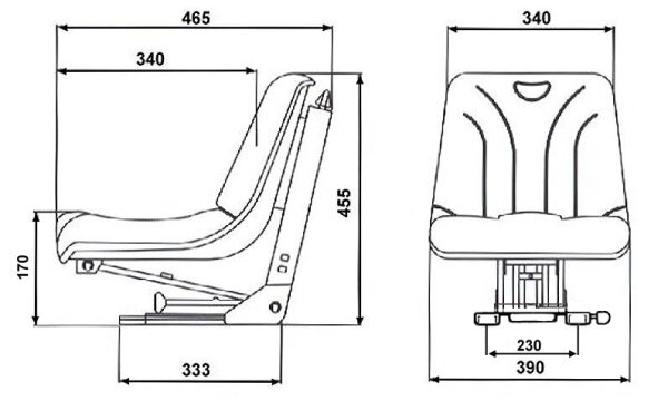 Mechanisch gefederter Schleppersitz VS 495 Stoff für Stapler