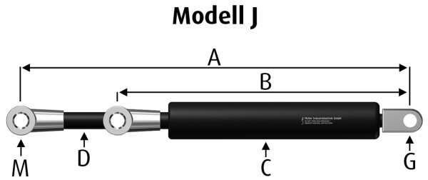 Gasdruckfeder F 8000 – 1100 N für Frontscheibe