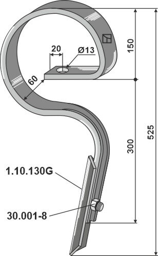 Gerader Kultureggenzinken mit Schar 32x12 passend für Amazone und Regent