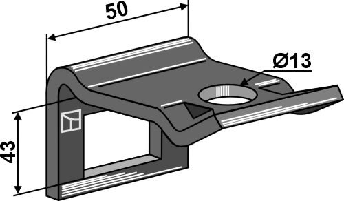 Halter für Zinken 32x10 mit Verstärkungsfeder 32x8 pulverbeschichtet