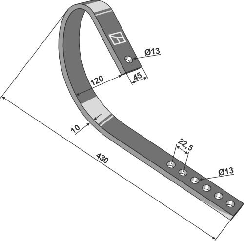 Schleppzinken 45x10 passend für Kverneland