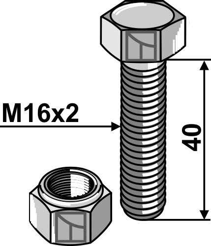 Schraube M16x2 Länge 40 passend für Simba und Great Plains