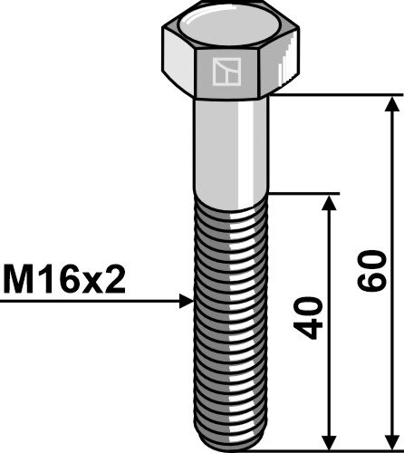 Schraube M16x2, Länge 60, Güte 8.8