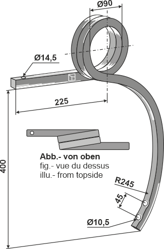 Gedrehter Schwergrubberstiel links