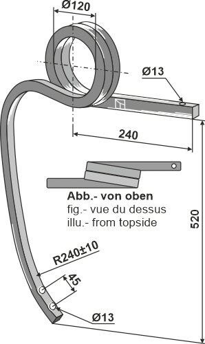 Gedrehter Schwergrubberstiel links
