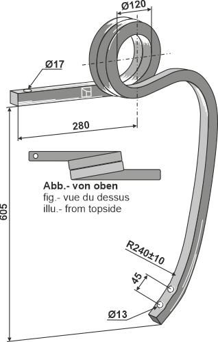 Gedrehter Schwergrubberstiel links