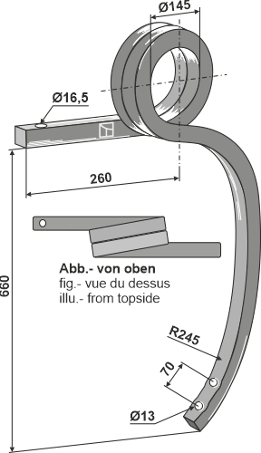 Gedrehter Schwergrubberstiel links passend für Vogel u. Noot
