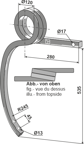 Gedrehter Schwergrubberstiel rechts