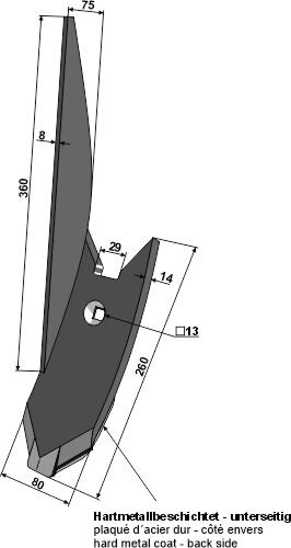 Randscharspitze rechts hartmetallbeschichtet