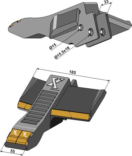 Scharspitze Hartmetall ECOLO TIGER passend für CNH