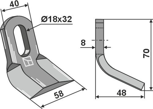 Y-Messer 70x40mm passend für Kverneland und Maletti