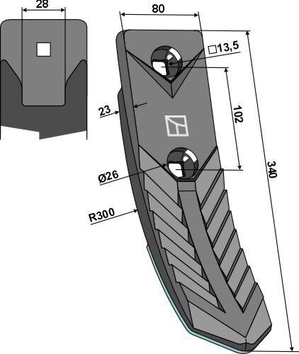 Scharspitze Delta Flex geschmiedet hartmetallbeschichtet passend für Kongskilde
