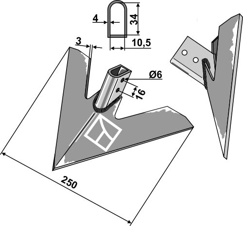 Gänsefußschar 250mm passend für Hatzenbichler