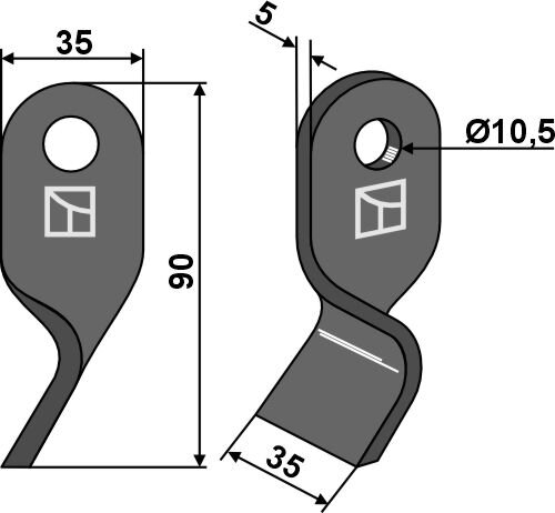 Gedrehtes Messer 90x35mm passend für Stella