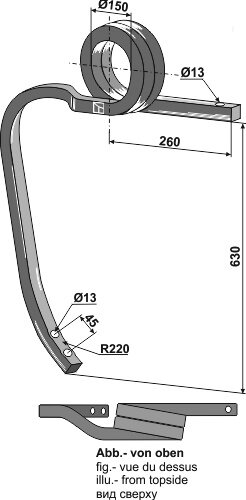 Gedrehter Schwergrubberstiel Radius 220