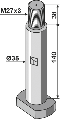 Bolzen Ø35 mit Gewinde M27x3