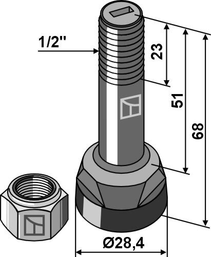 Fräszahn Ø28,4 mit 1/2" Gewinde