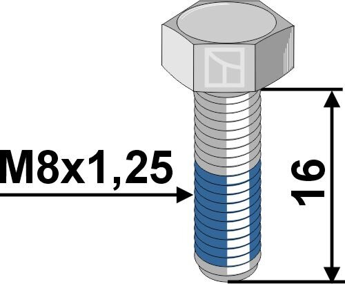 Schraube mit Sicherungsgewinde M8x1,25 verzinkt passend für Kuhn