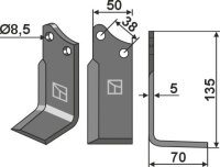 Fräsmesser 135x50mm rechts passend für Agria