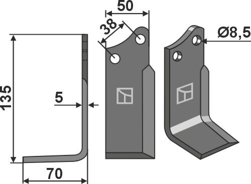 Fräsmesser 135x50mm links passend für Agria