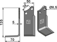 Fräsmesser 135x50mm links passend für Agria