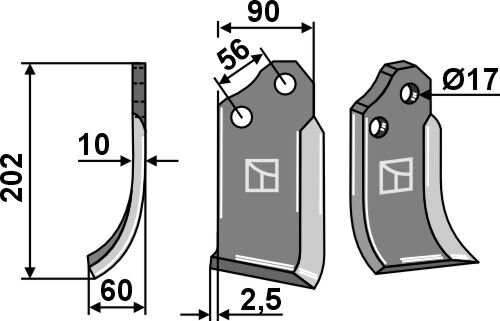 Fräsmesser 202x90mm links passend für Alpego