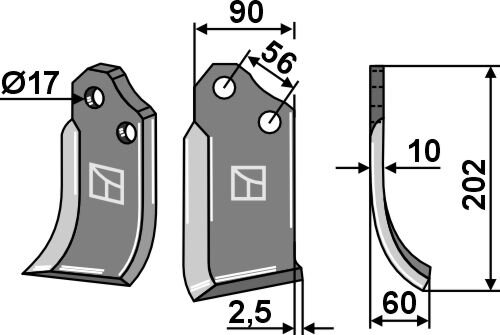 Fräsmesser rechts 202x90 passend für Alpego