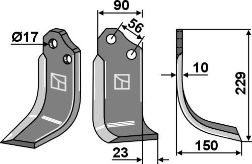 Fräsmesser 229x90mm rechts passend für Alpego