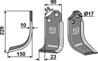 Fräsmesser 229x90mm links passend für Alpego